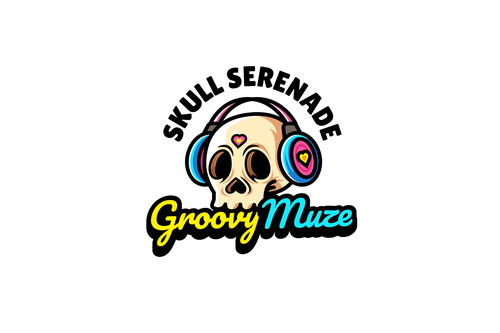 Skull headphone mascot logo vector