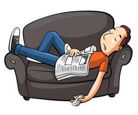 Sleeping on the couch cartoon character vector