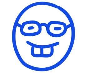 Smile with glasses hand drawn emoji vector