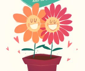 Smiling flower cartoon illustration vector