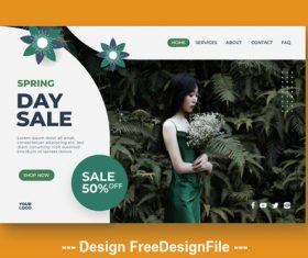 Spring day sale page template vector