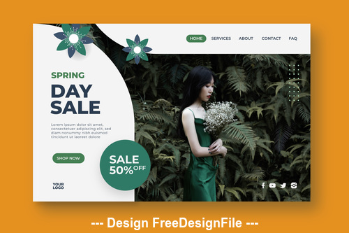 Spring day sale page template vector
