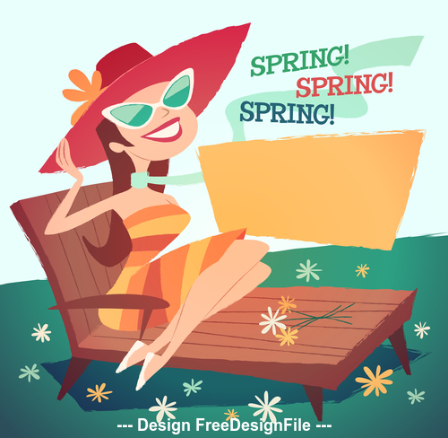 Spring outing woman vector