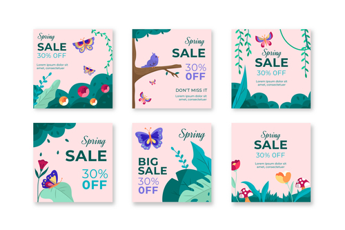 Spring sale event flyer vector