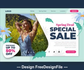 Spring super sale and page template vector