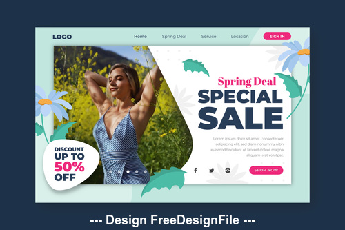 Spring super sale and page template vector