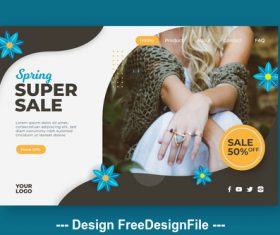 Spring super sale page template vector