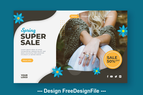 Spring super sale page template vector