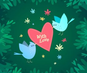 Spring with love cartoon vector