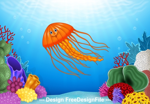 Squid cartoon illustration vector