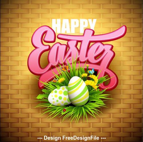 Straw mat background easter card vector