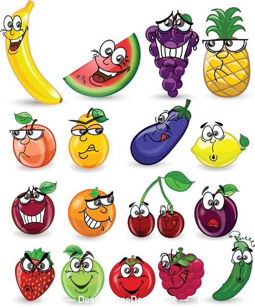 Strawberry cucumber fruit emoji cartoon icon vector free download