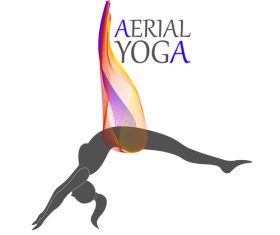 Stretching aerial yoga logo vector