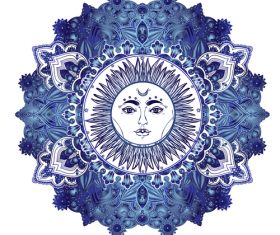 Sun hand drawn decorative pattern vector