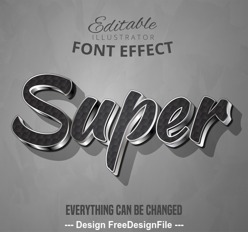 Super 3d font text effect vector