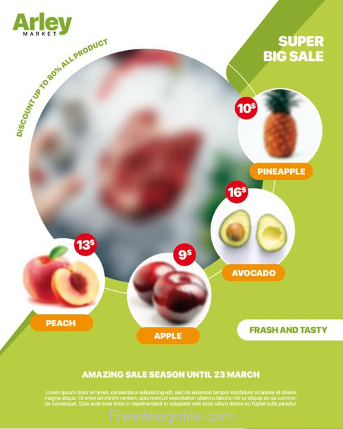 Supermarket Fruit Promotion Psd Flyer Template