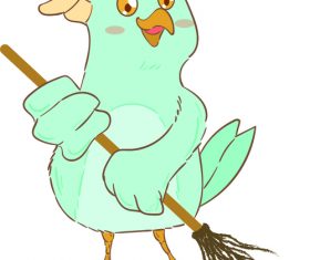 Sweeping ground bird cartoon illustration vector