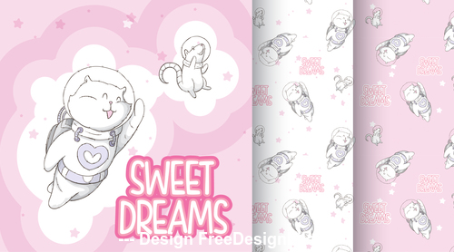 Sweet dreams cartoon background vector