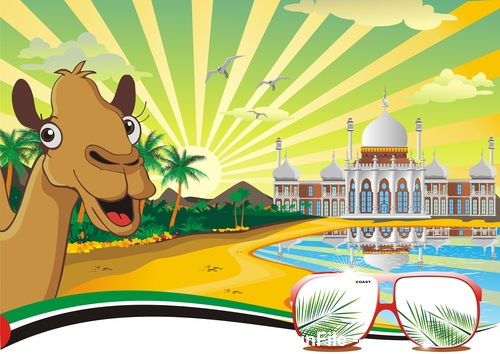 The scenery the Arab Palace on the coast vector