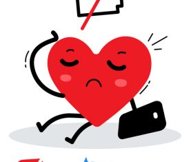 Tired hearts illustration vector