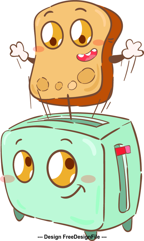Toaster cartoon illustration vector free download