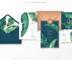 Tropical wedding stationery vector
