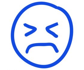 Unhappy hand drawn emoji vector