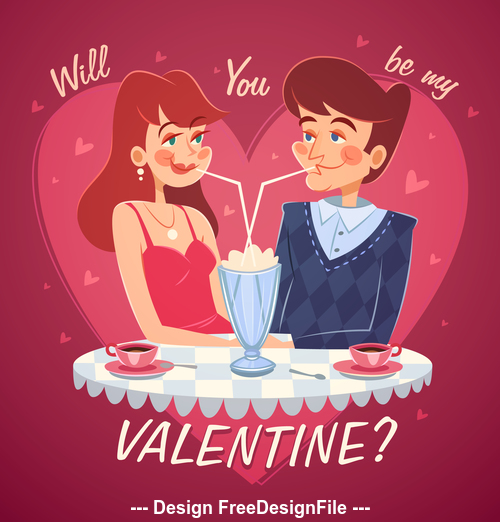 Valentine cartoon illustration vector