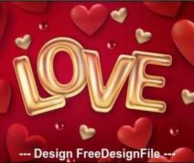 Valentines day golden love font background vector