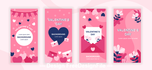 Valentines day instagram stories social template vector
