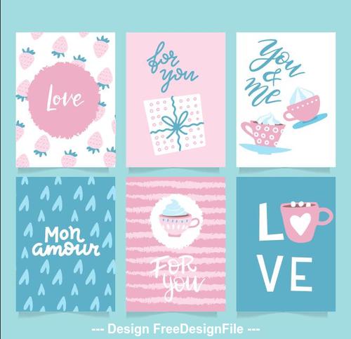 Various Valentines day cards vector