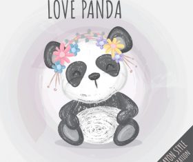 Watercolor happy panda cartoon illustration vector