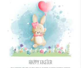 Watercolor rabbit easter illustration vector