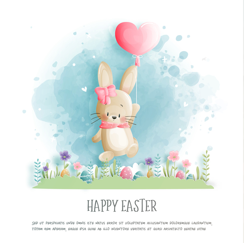Watercolor rabbit easter illustration vector