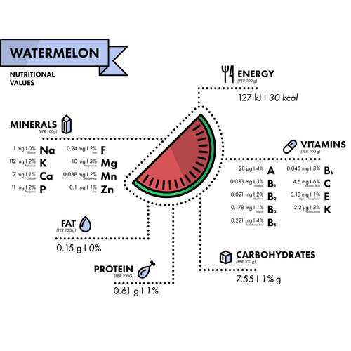 Watermelon Nutritional Information Vector Free Download