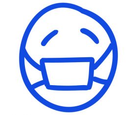 Wearing gauze mask hand drawn emoji vector