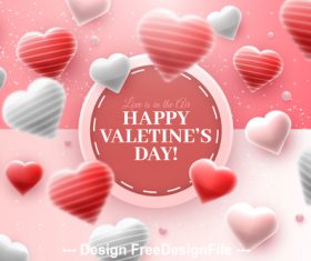 White and red heart background Valentines day greeting card vector