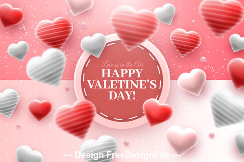 White and red heart background Valentines day greeting card vector