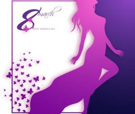 Woman and butterfly march 8 international womens day greeting card vector