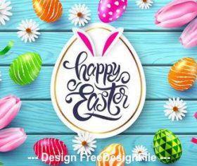 Wooden desktop easter illustration vector