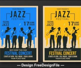 Yellow and blue background flyer jazz festival vector