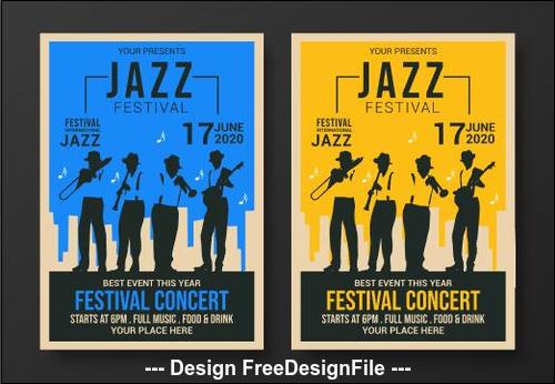 Yellow and blue background flyer jazz festival vector
