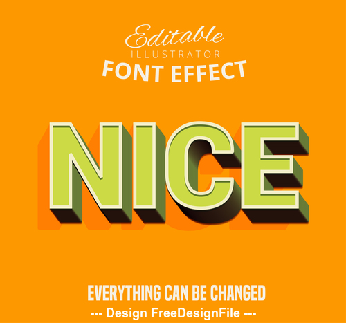 Yellow background 3d font effect editable text vector