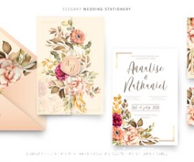 floral background wedding invitations template vector