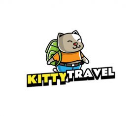 kitty travel mascot logo vector