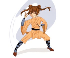 kungfu girl cartoon vector
