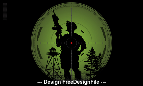 Aiming soldier cartoon pattern vector