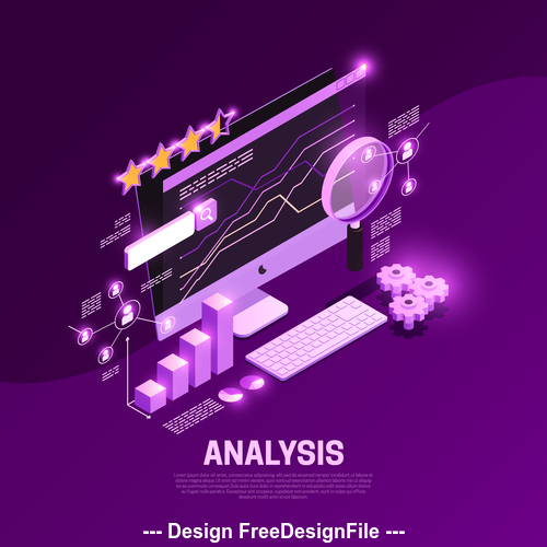 Analysis isometric symbols vector