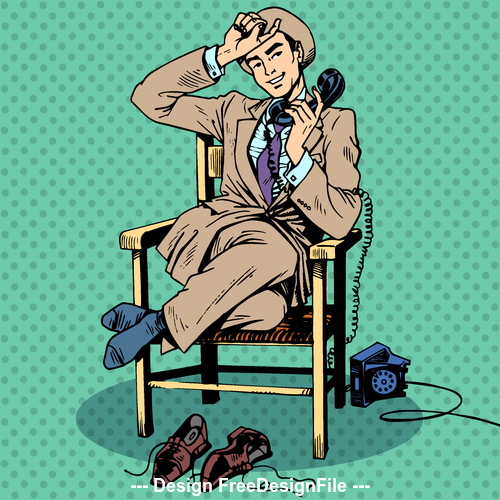 Answer the phone comic pop art style vector