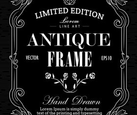 Antique frame hand drawn label blackboard western banner vector